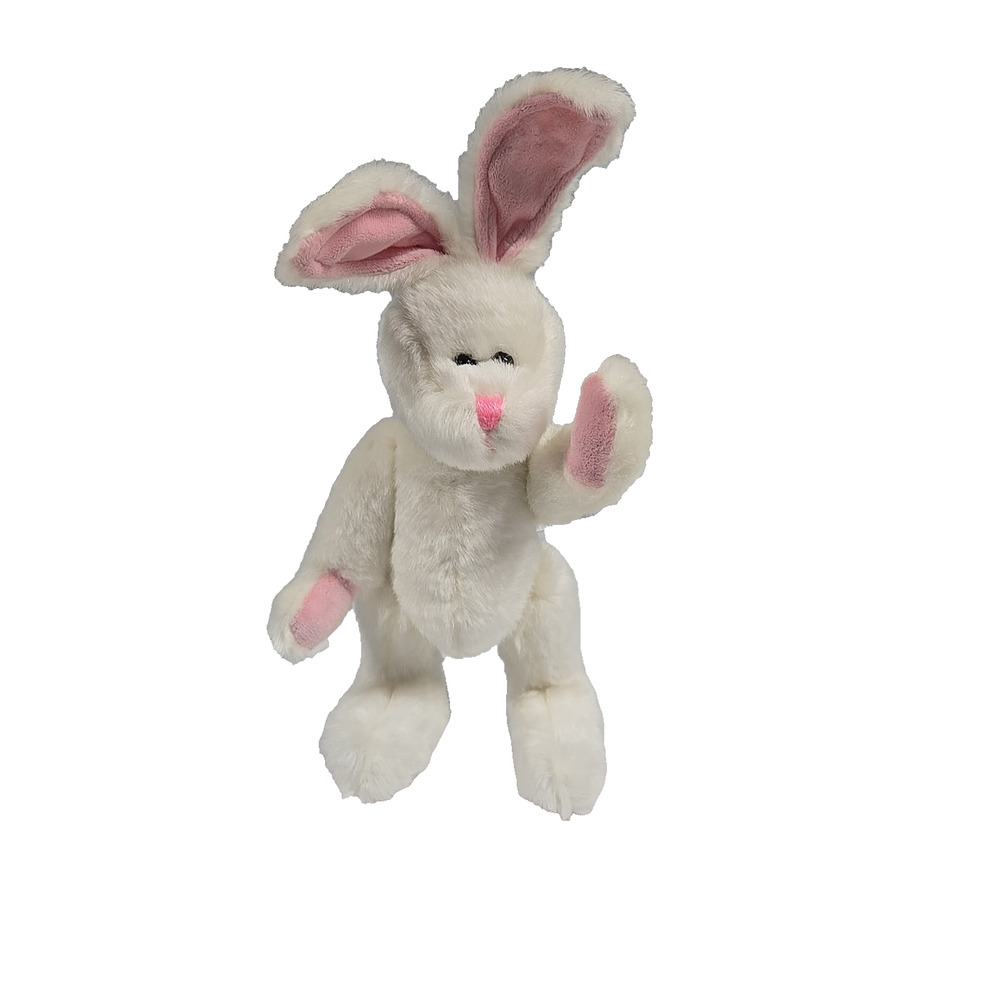 K and K Vintage White Jointed Bunny Rabbit Plush Stuffed Easter 11 Inch